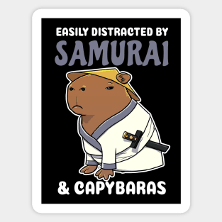 Easily Distracted by Samurai and Capybaras Cartoon Sticker